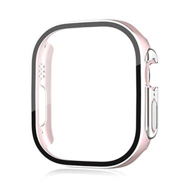 Imagem de MAALYA para Apple Watch Ultra 49mm Protetor de Tela PC Vidro Capa Bumper Acessórios Temperados Série iwatch Ultra 49 mm (Cor: Rosa Prata, Tamanho: Ultra 49mm)