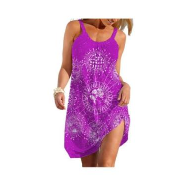 Imagem de Vestido Slip Sem Mangas Com Estampa Circular Para Mulheres, Vestuário 