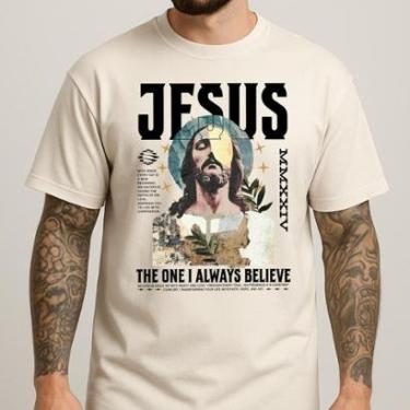 Imagem de Camiseta Masculina Estampa Algodão Casual Conforto Urbano Blusa Básica Caimento Regular Diário-Masculino