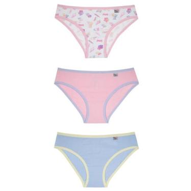 Imagem de Kit/3 Calcinha Miss Delrio 51309 Infantil Sortidas Cotton T. P/GG, G, 
