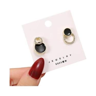 Imagem de Brincos De Pérola Redonda Com Strass Minimalista, Joias De Moda Para M