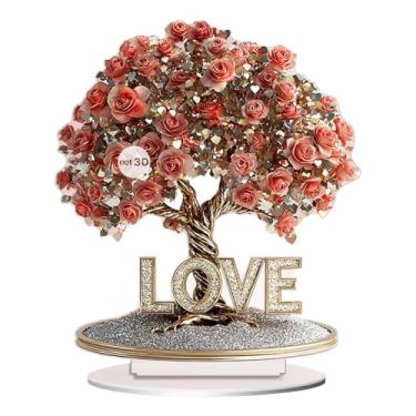 Imagem de Ornamentos de árvore de amor, estátua de árvore do dia dos namorados - Ornamentos de mesa de escultura de flor acrílica plana,Centros de mesa, decoração de mesa colecionável para casamentos, dia dos n