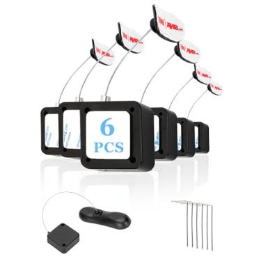 Imagem de Pacote com 6 cabos de controle remoto, correia de controle remoto de 1,5 m, trava de segurança retrátil com alça de bloqueio ajustável para controles remotos de TV, controles de jogos e tablets