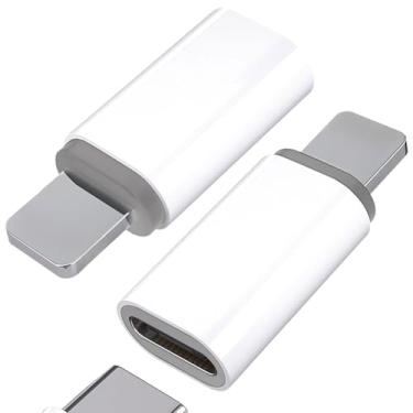 Imagem de Adaptador USB C Tipo C Pacote com 2 27W Carregamento Rápido Suporte Sincronização de Dados, USB L Macho para USB Tipo C Adaptador de Cabo para iPhone 14/13/12/Pro/iPad/Airpods, com loop antiperda, não