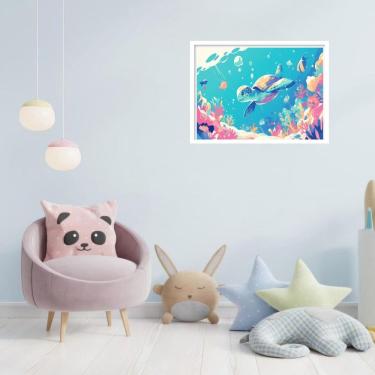Imagem de Quadro Decorativo Tartaruga Baby Mar - 50X70Cm