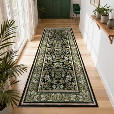 Imagem de GarveeHome Tapete de corredor de cozinha 6 x 20 cm antiderrapante lavável para corredores, tapetes boho vintage com suporte de borracha macio tapete interno de baixa pilha para entrada quarto