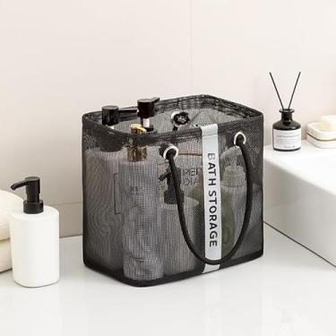 Imagem de TOPMELON Suporte de chuveiro de malha portátil, cesta de banho dobrável (preto, GG)