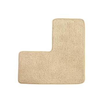Imagem de Tapete de banho em forma de L, tapete de banheiro, tapete de banho macio absorvente de água, tapete de chuveiro de canto, tapete lavável para chuveiro quadrado