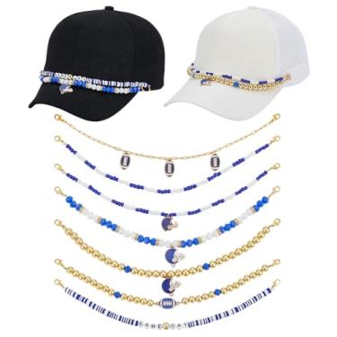 Imagem de OLYCRAFT 7 peças de correntes de chapéu de caminhoneiro correntes decorativas para boné de futebol corrente de boné de beisebol com amuletos de capacete para fãs de esportes bonés de caminhoneiro