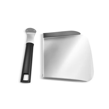 Imagem de Colher de chapa de aço inoxidável, espátula de hambúrguer grande, pá de alimentos para churrasqueira Hibachi, 19 cm