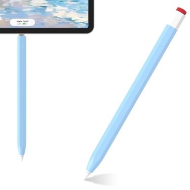 Imagem de LOVE MEI Capa de silicone clássica compatível com Apple Pencil 1ª geração, capa antiderrapante e suave (azul claro)