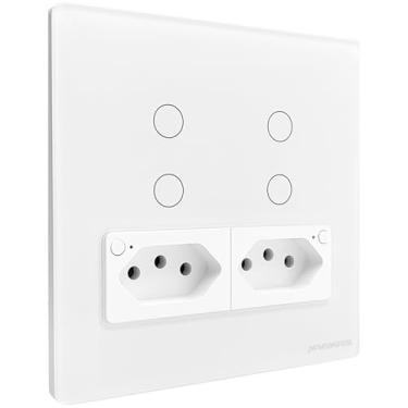 Imagem de Interruptor Inteligente Branco Wi-Fi 4 Teclas com Tomada Compatível NovaDigital Alexa e Google Home