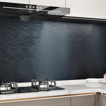 Imagem de EPPKILY Papel de contato azul de aço inoxidável escovado azul metálico papel de parede descasque e cole à prova d'água vinil de metal para geladeira papel de contato para armários de bancada, secador