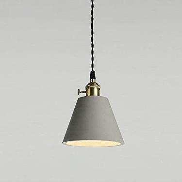 Imagem de Luminária Pendente Industrial de Concreto | Lustre de Cimento para Decoração de Casa com Soquete E27 | Luminária de Suspensão para Sala de Jantar, Bar, Hall de Entrada e Loft (Cinza) (Diâmet