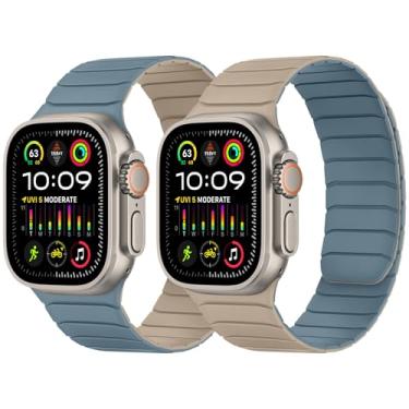 Imagem de Tasikar Pulseira magnética dupla face compatível com Apple Watch SE séries 11 10 9 8 7 6 5 4 3 2 1, azul-celeste