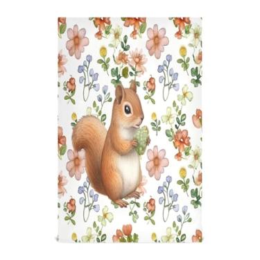 Imagem de Wassud Toalhas de cozinha esquilo fofas toalhas de prato de cozinha 1 pacote panos de prato macios com laço para pendurar toalha de mão de secagem rápida super absorvente toalhas de chá de mesa