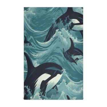 Imagem de Wassud Toalhas de cozinha baleias toalhas de prato de cozinha 1 pacote panos de prato macios com laço para pendurar toalha de mão super absorvente de secagem rápida toalhas de chá de mesa decorativas