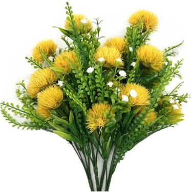 Imagem de Flores artificiais de dente-de-leão, plantas falsas, vegetação de plástico, flores sintéticas para ambientes externos, interiores, decoração de casa, jardim, banheiro, escritório, festa, casamento
