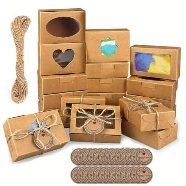 Imagem de 34 caixas de embalagem de sabão Kraft com janela, 9 x 5 x 3 cm, caixas de presente para sabonete artesanal, doces, biscoitos, chocolates, amostras de cosméticos