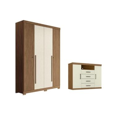 Imagem de Guarda Roupa +1cômoda Qc329 Jatoba/areia - Santos Andirá