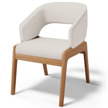 Imagem de Cadeira de Jantar e Estar Living Estofada Lince L02 Linho Cru - Lyam Decor