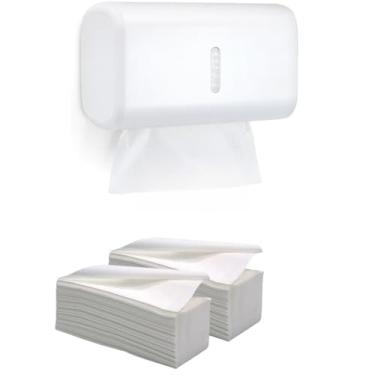 Imagem de Dispenser Papel Toalha Interfolhado Compacto com ou sem Papel Toalha para Banheiro e Cozinha(Toalheiro Urban Branco+2Papel)