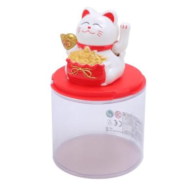 Imagem de AUNMAS Ornamento de Ondulação Movido a Energia Solar Feng Shui Lucky Cat, Material ABS, Traz Riqueza e Felicidade, Gato da Sorte Dourado de 7 Polegadas para Decoração de Escritório Doméstico (Branco)