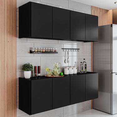 Imagem de Armário De Cozinha E Balcão Suspenso 118cm Monna Preto Z34 - Mpozenato