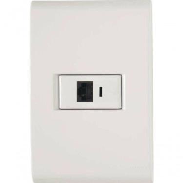 Imagem de Conjunto 4x2 1 Tomada Rj45 Cat. 6 Tramontina Liz Branco
