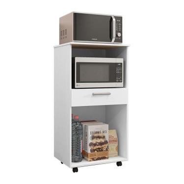 Imagem de Balcão Multiuso Para Forno Microondas 2 Portas E 1 Gavetão Duo Branco - Pallazio