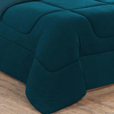 Imagem de Kit Edredom + Jogo De Lençol Malha 100% Algodão Gran Moratta 6 Peças King - Azul Petróleo/Azul Petróleo