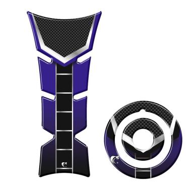 Imagem de Kit Protetor De Tanque E Bocal Moto Yamaha Azul Cor Azul E Preto