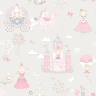 Imagem de Papel De Parede Conto De Fadas - G78370 Cinza E Rosa Tiny Tots 2 - G78370