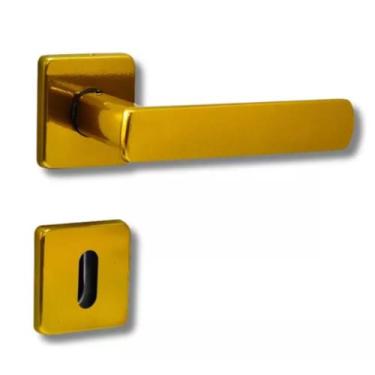 Imagem de Fechadura porta interna quarto dourada fosco dama arouca 40 mm quadrad