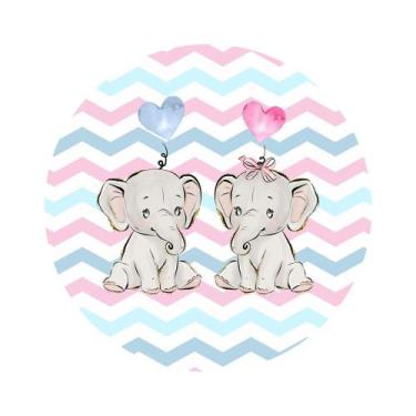 Imagem de Painel de Lona Redondo Elefantinho Menino e Menina - Fabrika de Festa,