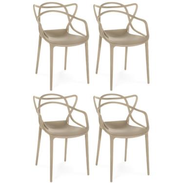 Imagem de Kit 4 Cadeiras De Jantar Allegra Prática Empilhável - Nude