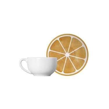 Imagem de Conjunto Com 6 Xícaras De Chá Com Pires Laranja 250Ml - Alleanza Cerâm