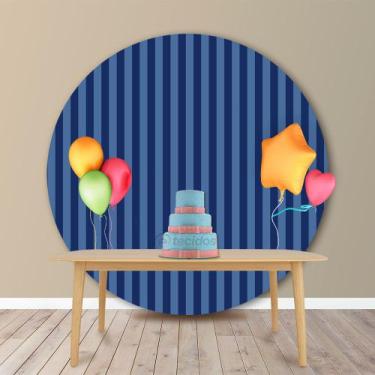Imagem de Painel Redondo em Jacquard Azul Escuro Listrado - Jacquard Tradicional
