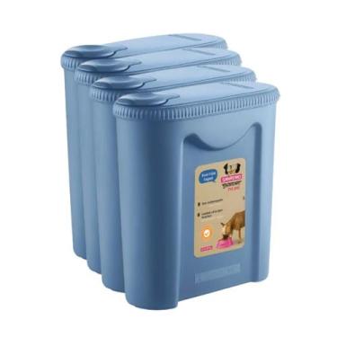 Imagem de Kit 4 Porta Ração Com Tampa Portátil cachorro cão gato azul - Sanremo