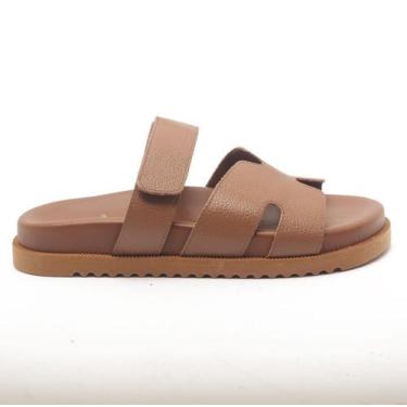 Imagem de Chinelo  Sapato da Corte H tiras autocolantes Couro, C caramelo, 36