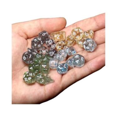 Imagem de Conjunto De Dados Poliedrais Em Acrílico Com Detalhes Em Folha De Ouro