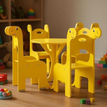 Imagem de Mesa Infantil com 4 Cadeiras Fany para Criança Atividade Escola Creche