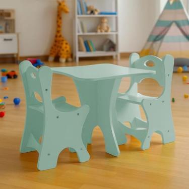 Imagem de Mesa Infantil com 2 Cadeiras Elise para Criança Atividade Escola Crech