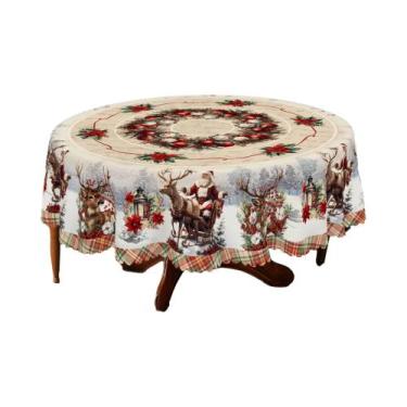 Imagem de Toalha De Mesa Vintage Estilo Fazenda Para O Natal Com Padrão De Papai