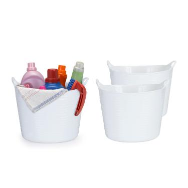 Imagem de Cesto Organizador Balde Branco Roupa Brinquedos 3un de 25L