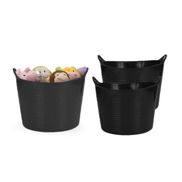 Imagem de Cesto Organizador Balde Preto Roupa Brinquedos 3un de 20L