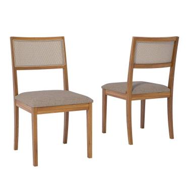 Imagem de Jogo 2 Cadeiras para Sala de Jantar Kiwi Natuame Madeira/Linho bege