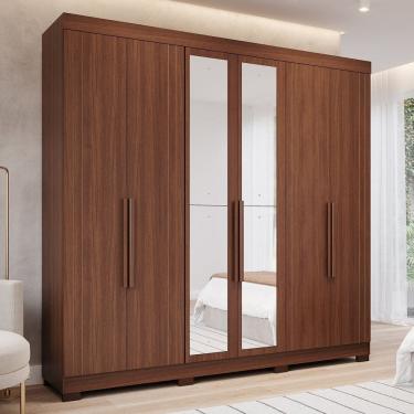 Imagem de Guarda-roupa Casal 6 Portas com Pés e Espelhos 234cm 100% Mdf Boston Espresso Móveis Jequitiba