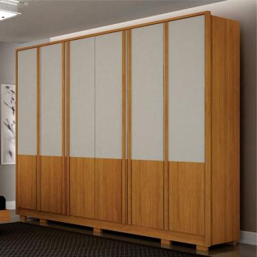 Imagem de Guarda-roupa Casal 06 Portas 06 Gavetas 100% Mdf Urban Cinamomo/Off