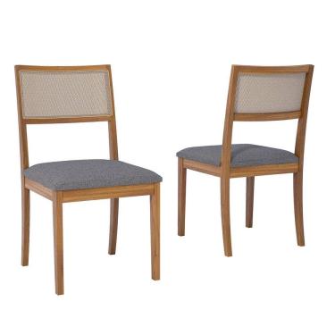 Imagem de Jogo 2 Cadeiras para Sala de Jantar Kiwi Natuame MADEIRA/LINHO GRAFITE